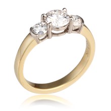 Traditional Basket Three Stone Engagement Ring
